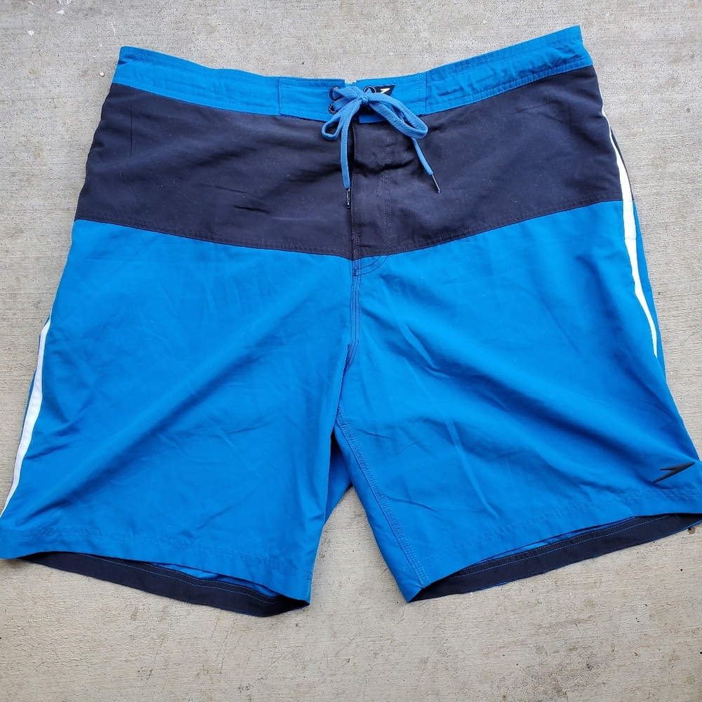 Nice Speedo Lined Swim Short Trunks sz XL Blue/Black